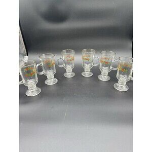 Vintage 1987 Libby’s Arby's Christmas Holly Berry 6 Wine Glasses Bows On Stem